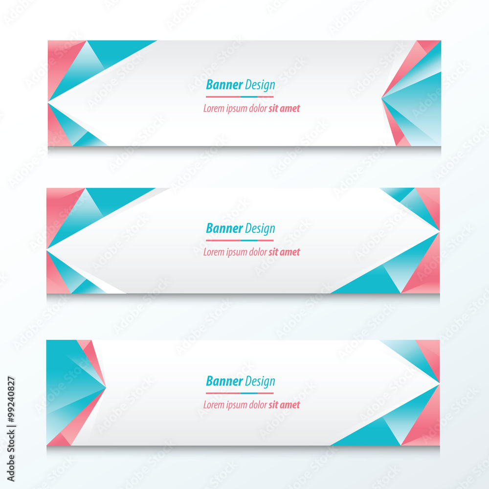 Fototapeta premium Abstract Triangle Banner Pink And Blue