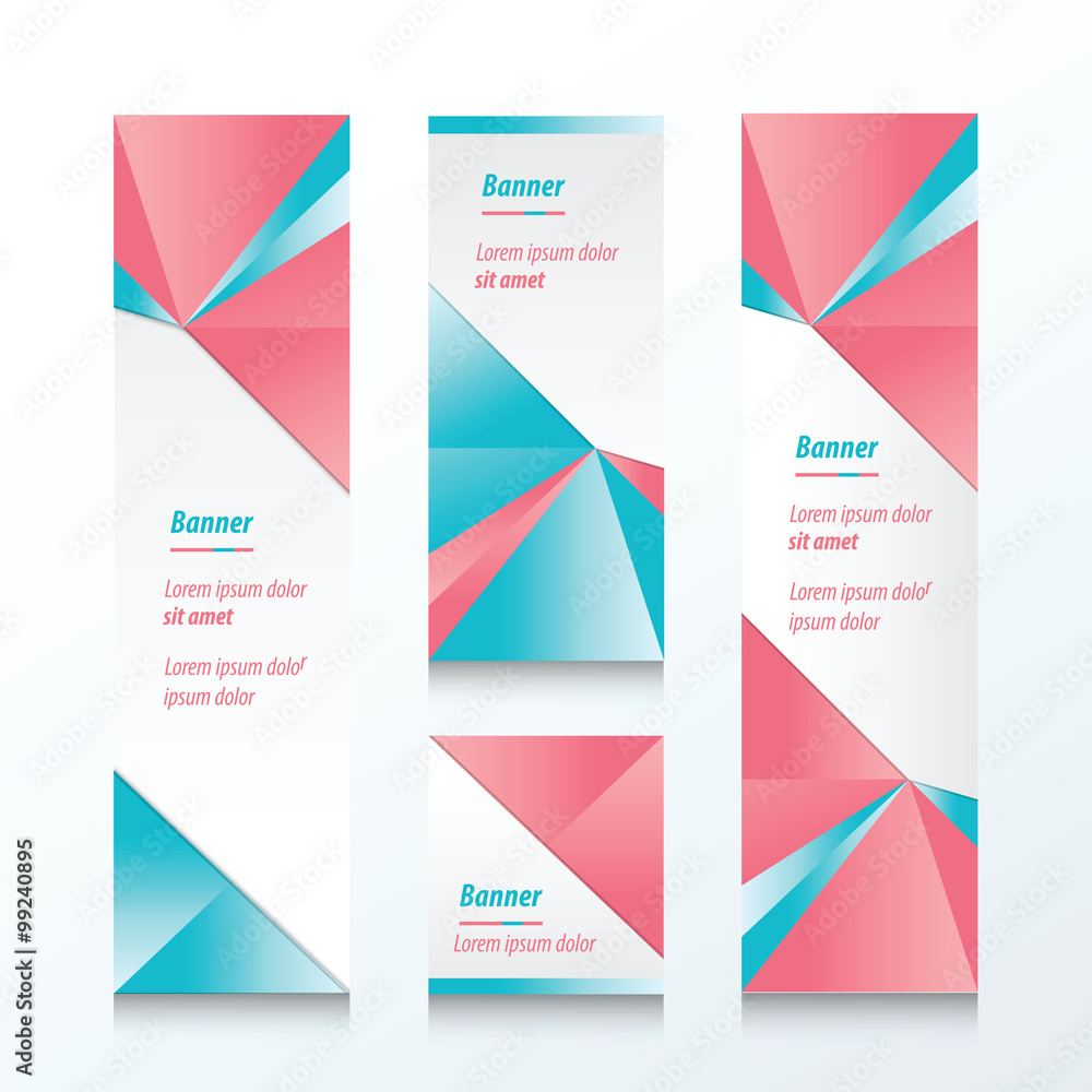 Triangle Vertical Banner  Pink And Blue