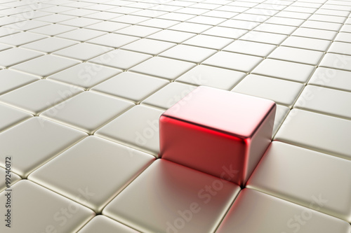 leadership concept with 3d rendering red cubic