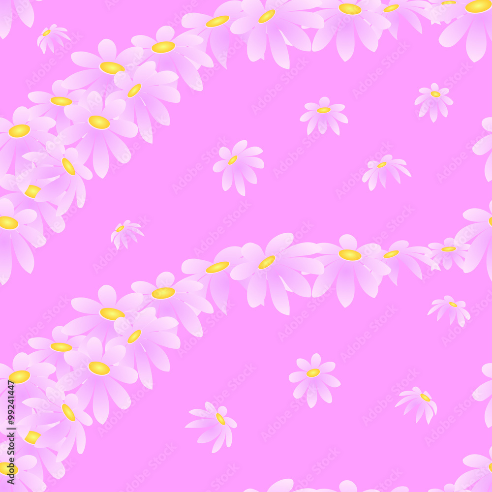 Pink daisies on pink background