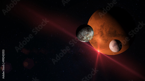 Fototapeta Naklejka Na Ścianę i Meble -  Planets and Moon in space