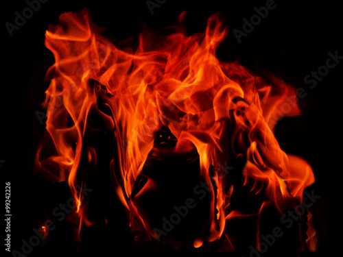 red hot flames on a black background