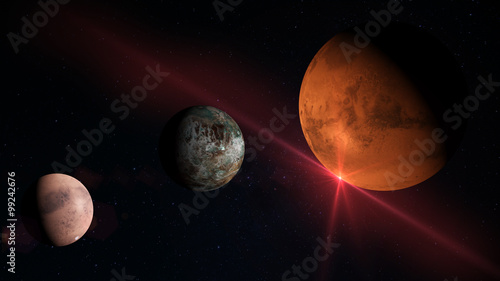 Fototapeta Naklejka Na Ścianę i Meble -  Planets and Moon in space