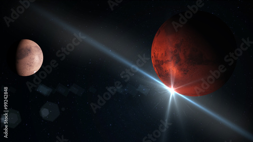 Fototapeta Naklejka Na Ścianę i Meble -  Planets and Moon in space