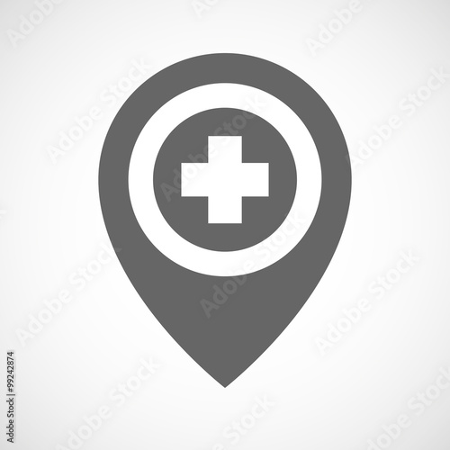 Isolated map marker with a round pharmacy sign