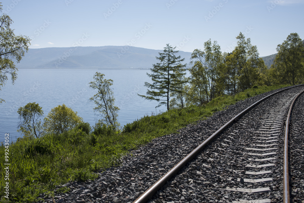 Obraz premium Railway lake Baikal