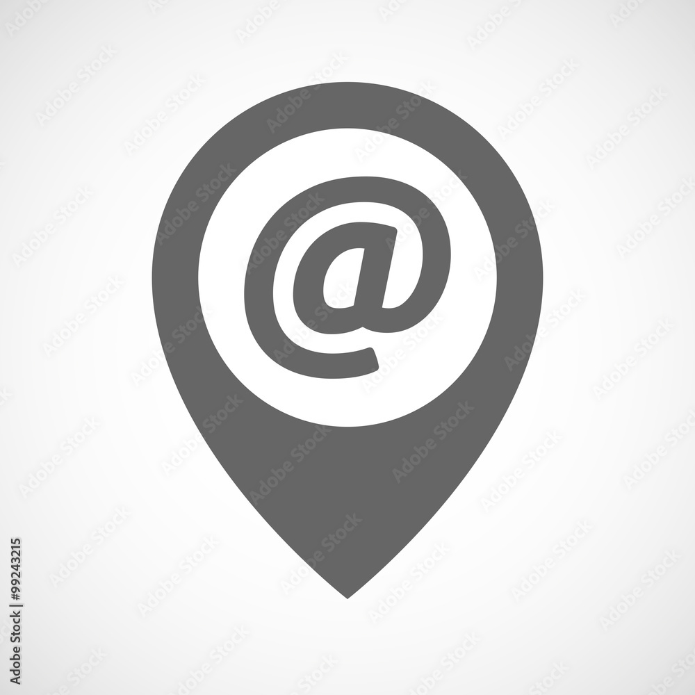 Isolated map marker with an at sign Isolated map marker with an at sign