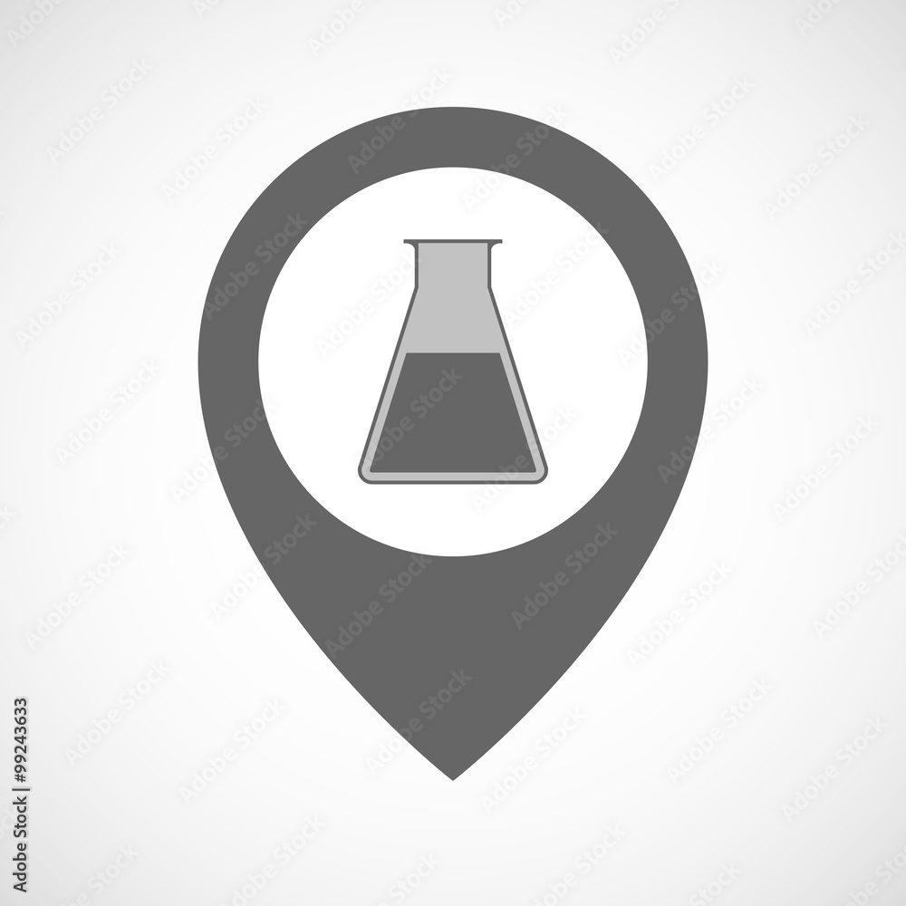 Isolated map marker with a flask Isolated map marker with a flask