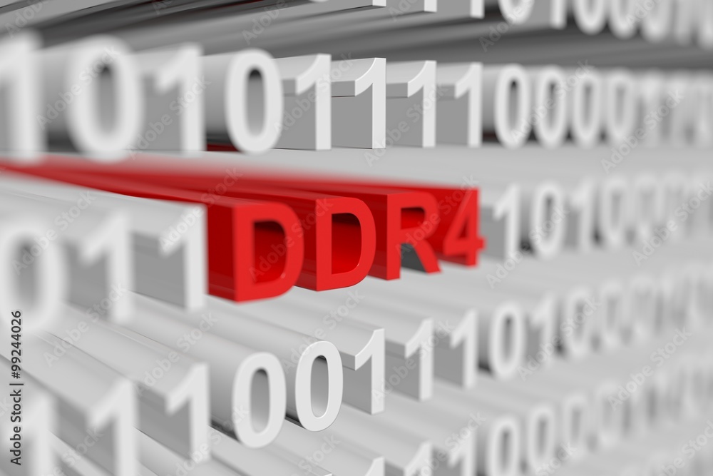 DDR4 is represented as a binary code with blurred background