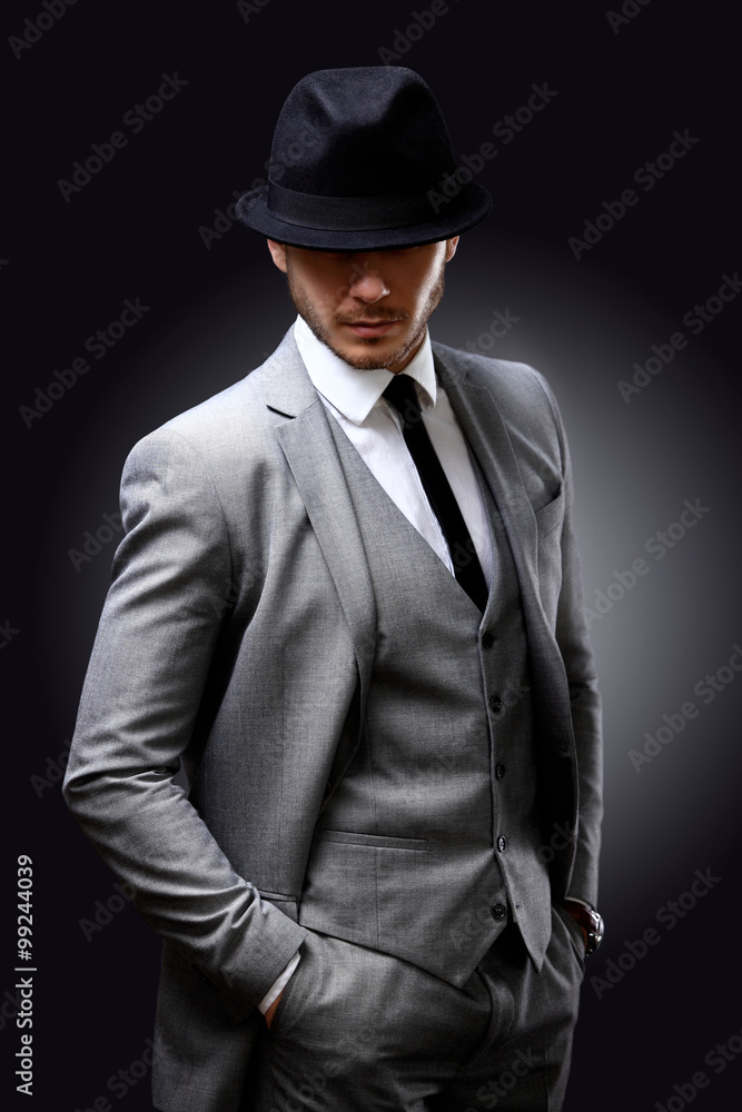 Portrait of handsome stylish man in elegant suit Portrait of handsome stylish man in elegant suit
