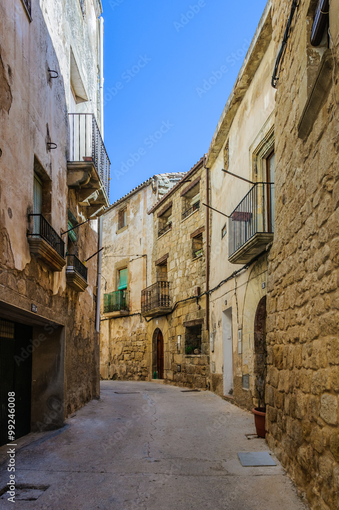 Medieval streets in Sant Joan de Horta, Spain