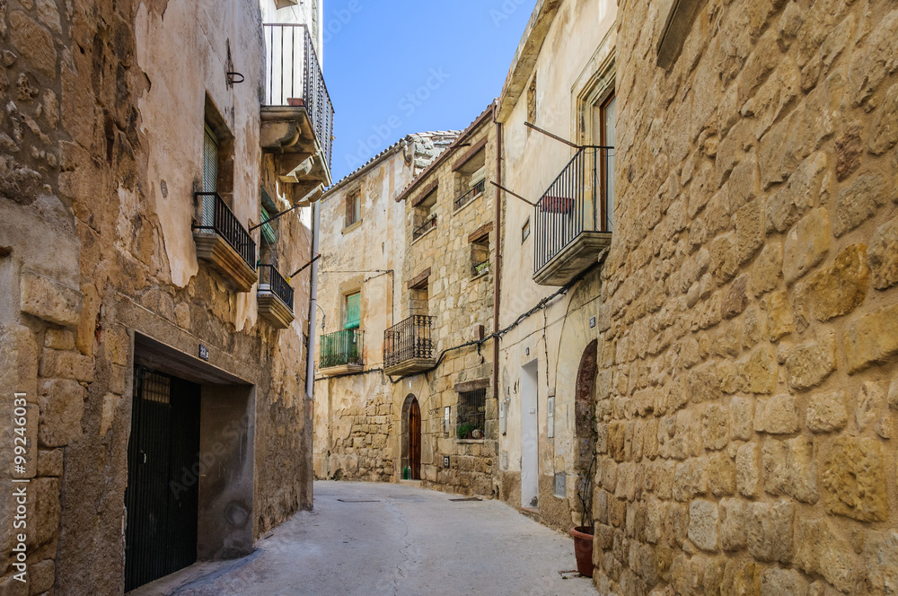 Medieval streets in Sant Joan de Horta, Spain