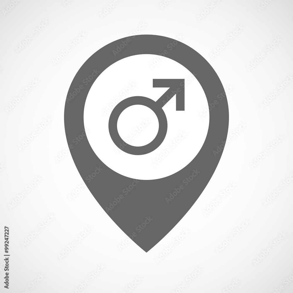 Isolated map marker with a male sign Isolated map marker with a male sign