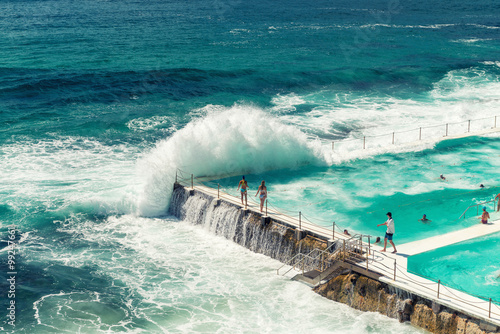 BONDI, AUSTRALIA - OCTOBER 13, 2015; View overlooking the popula