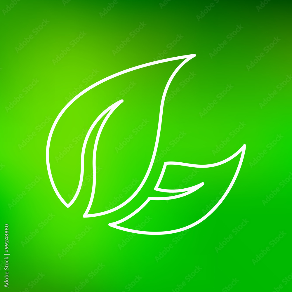 Leaves icon. Leaf sign. Leaves symbol. Thin line icon on green background. Vector illustration. Leaves icon. Leaf sign. Leaves symbol. Thin line icon on green background. Vector illustration.
