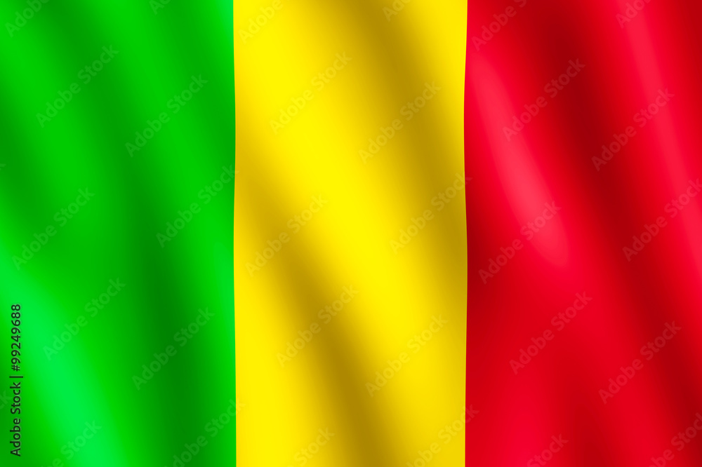 Flag of Mali waving in the wind Flag of Mali waving in the wind