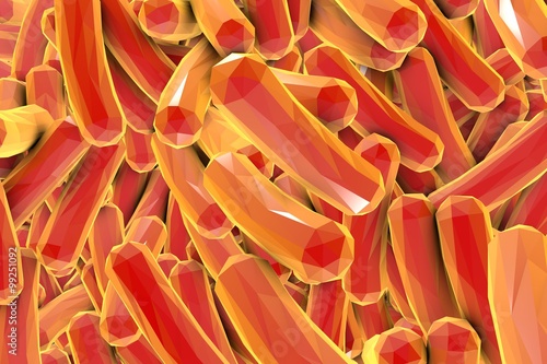 Low-polygonal illustration of bacteria, model of bacteria, realistic illustration of microbes, Escherichia coli, Klebsiella, Salmonella, Clostridium, Pseudomonas aeruginosa, Shigella, Legionella