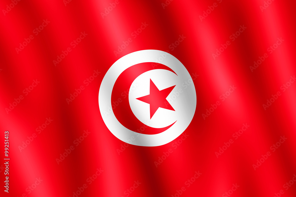 Obraz premium Flag of Tunisia waving in the wind
