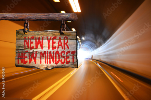 New year new mindset motivational phrase sign