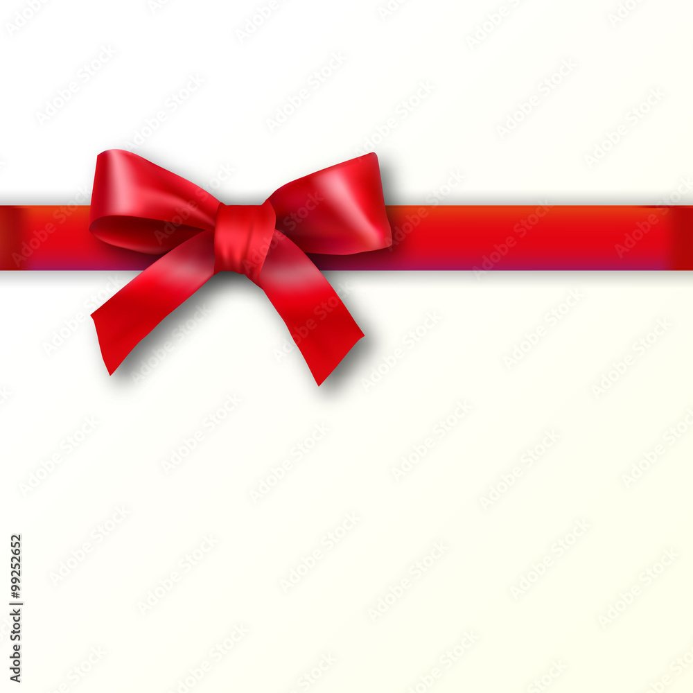 Red ribbon with bow on a white background Red ribbon with bow on a white background