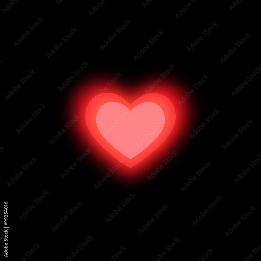 Blurry bright background with coloured heart