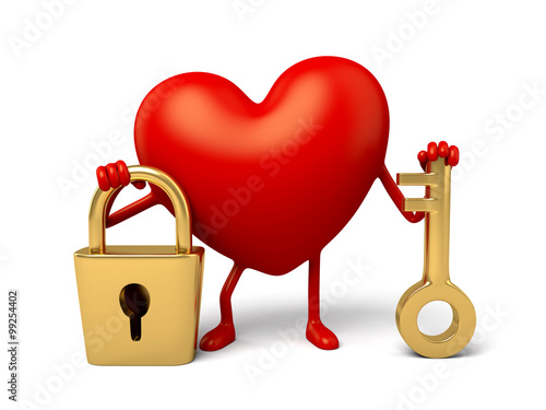 The 3d heart took the key and the lock