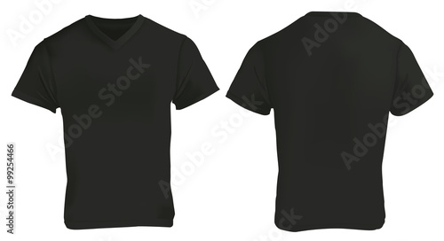 Black V-Neck Shirt Design Template