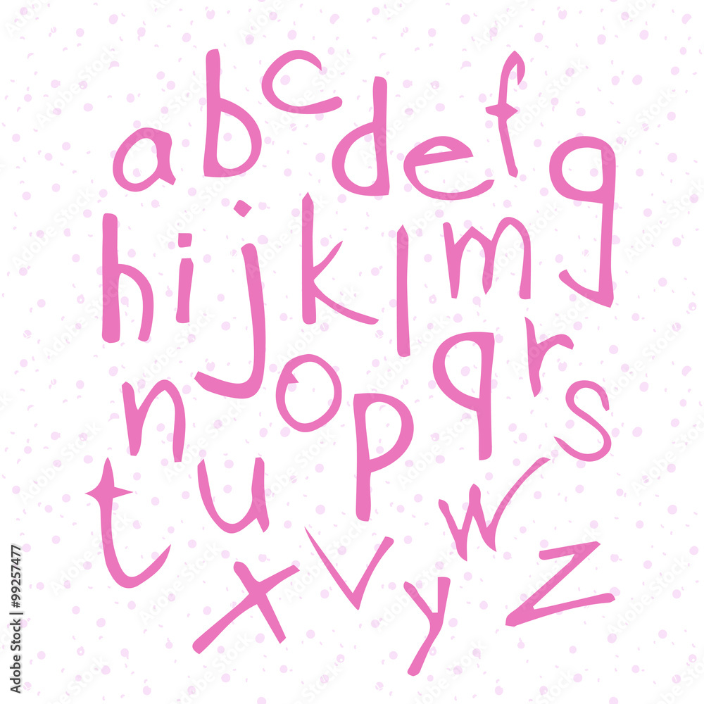 hand drawn pink vector alphabet