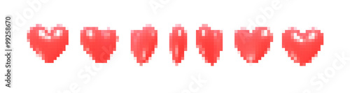 Different rotation heart. Pixel art.
