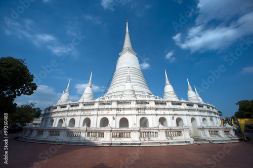 Photography Phra Borom-mathat Maha Chedi  ( The Principal Pagoda ) in Wat Prayurawongsawas Worawihan temple ,Thonburi District, Bangkok city, Middle of T้hailand