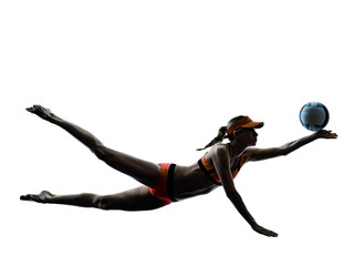 woman beach volley ball player silhouette
