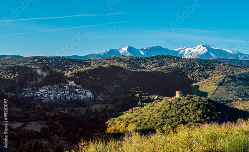 View to the Castelnou village. France