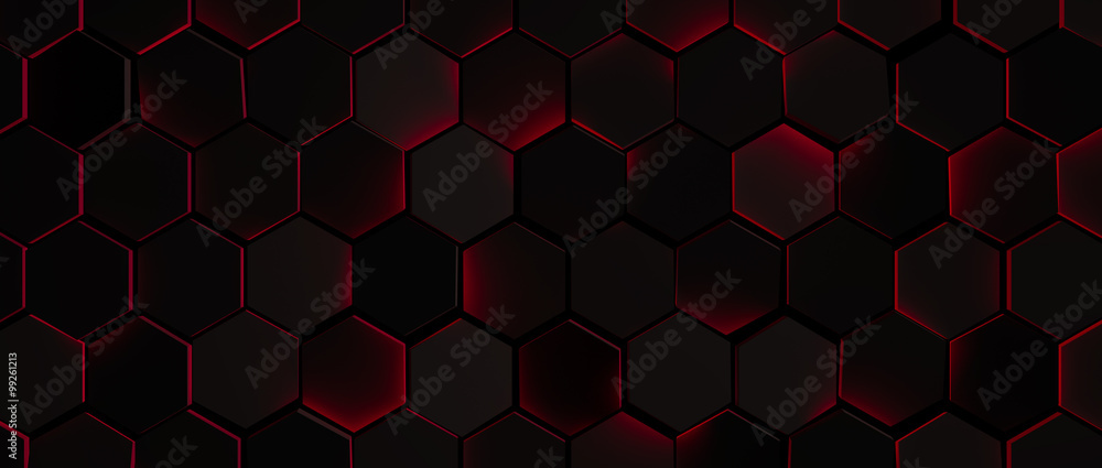 Dark Glowing Red Hexagon Background Stock Illustration | Adobe Stock