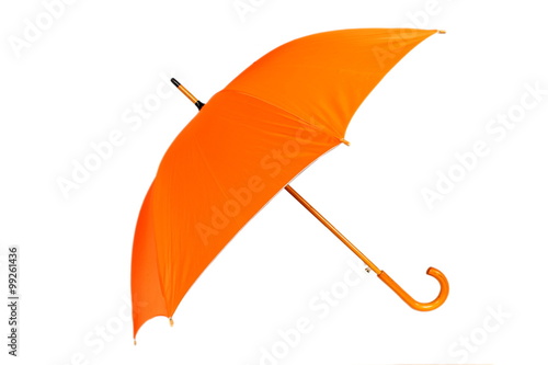 Orange umbrella on white background
