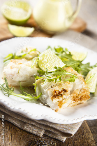 Fried cod fish with lime