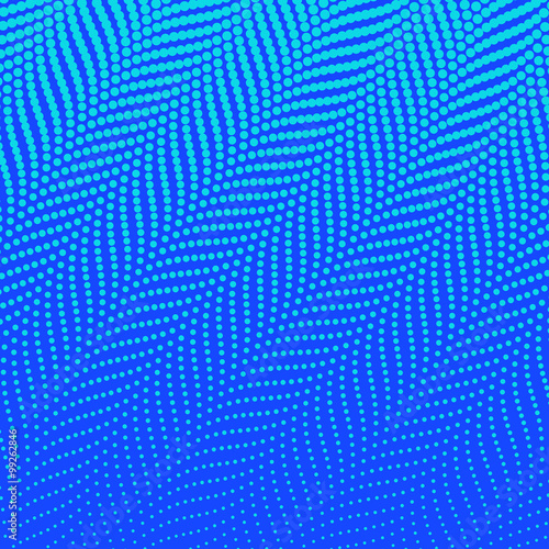 Simple retro blue halftone background with dots and swirls