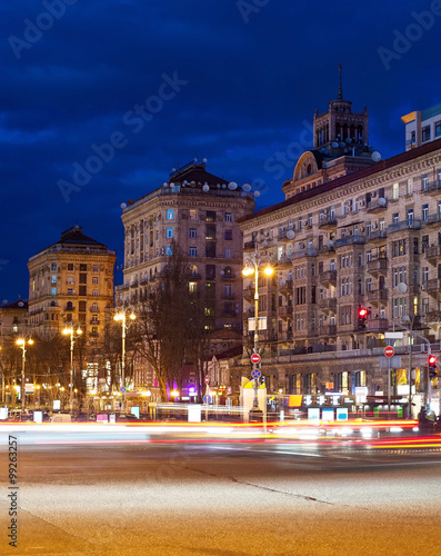 Kreschatik street at night, Kyiv