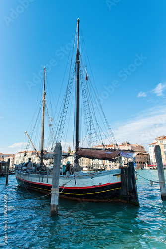 Sailboat Anchored on Grand Canal in Venice, Italy