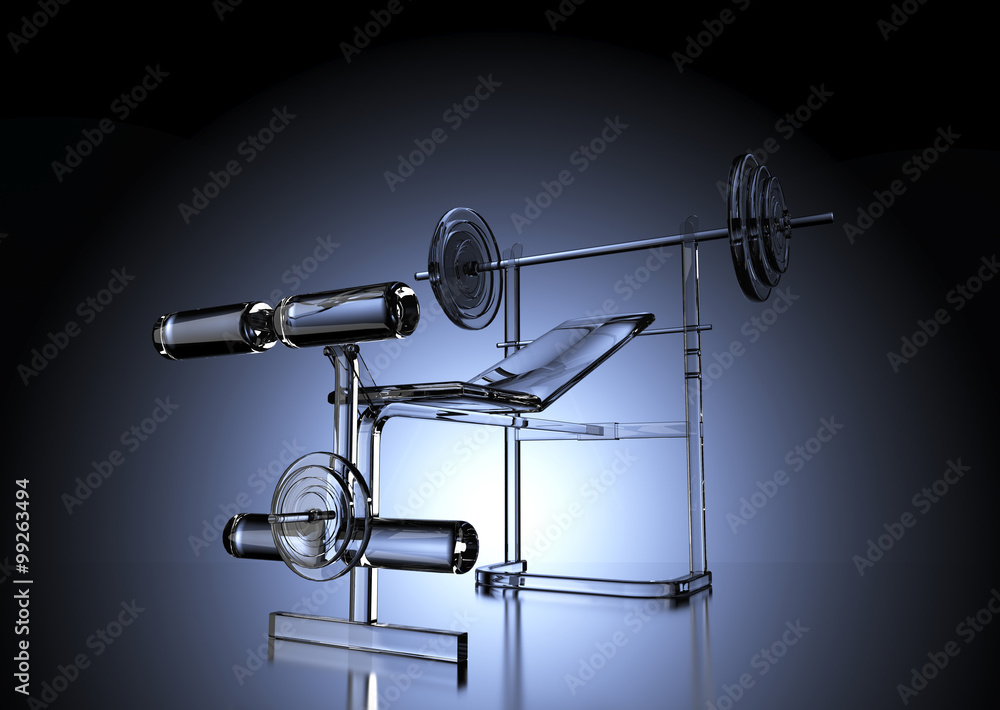 Glass Weight Bench in Dimly Lit Studio Glass Weight Bench in Dimly Lit Studio