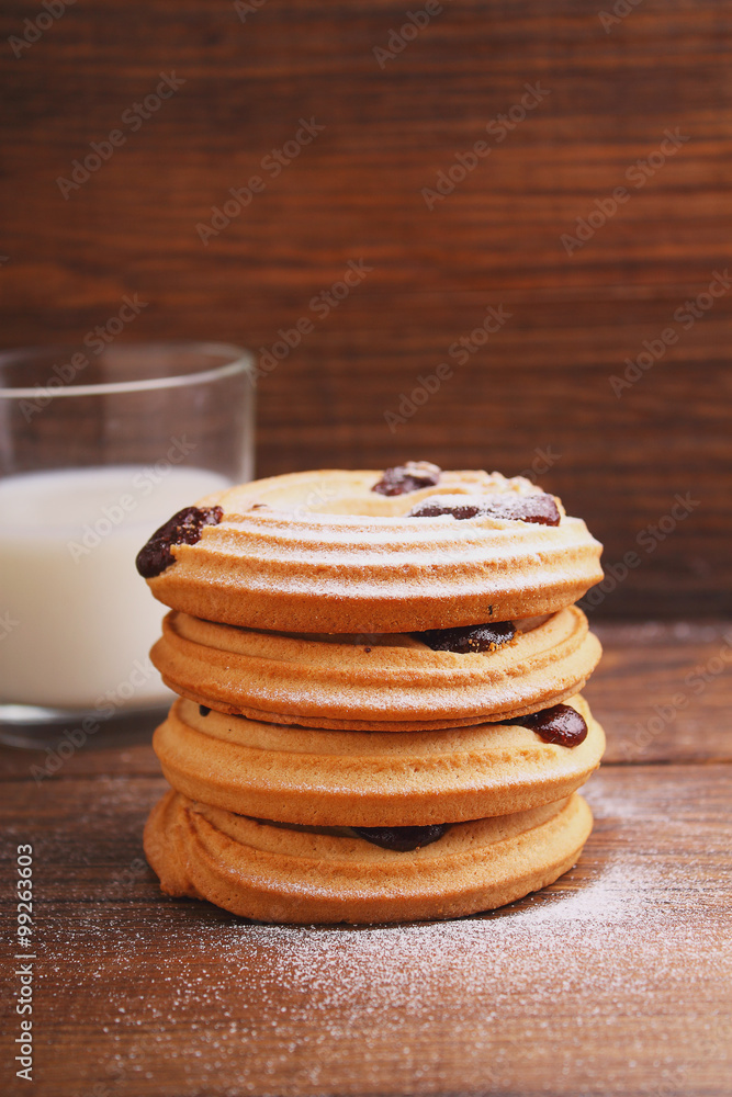 cookies with powdered sugar on a dark background cookies with powdered sugar on a dark background