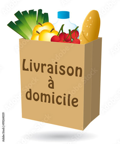 Sac empli de nourriture. Icône livraison à domicile.