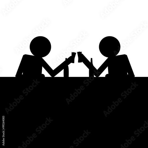 man drink alcohol vector silhouette