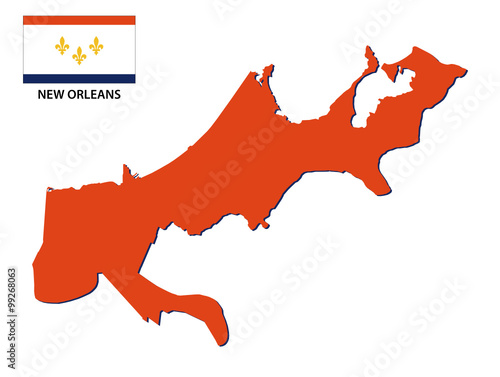 new orleans map with flag