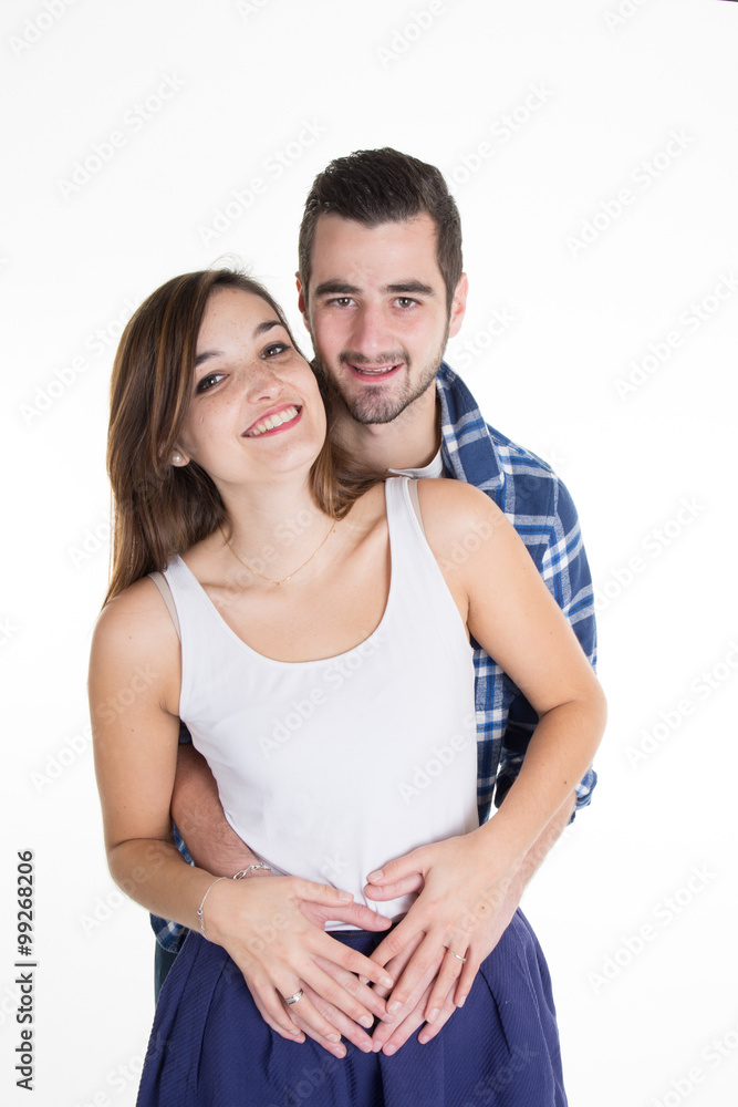 Portrait of a beautiful young happy smiling couple - isolated Portrait of a beautiful young happy smiling couple - isolated