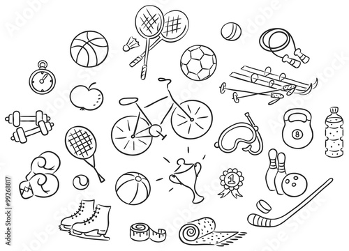 Set of cartoon sport Things, vector