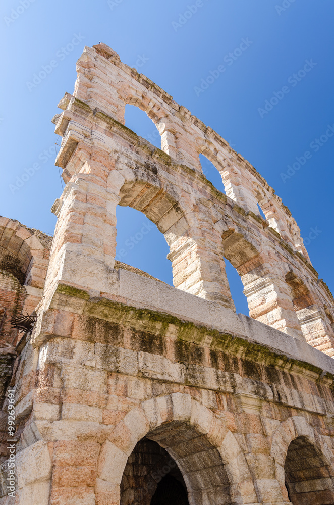 old roman arena, ancient roman ampitheater in Verona, Italy.