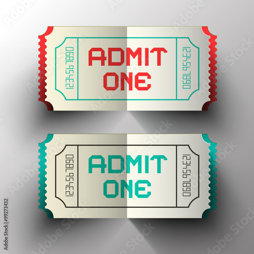 Admit One Paper Cut Vector Tickets Set