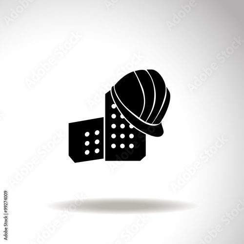 Helmet and Bricks vector icon.