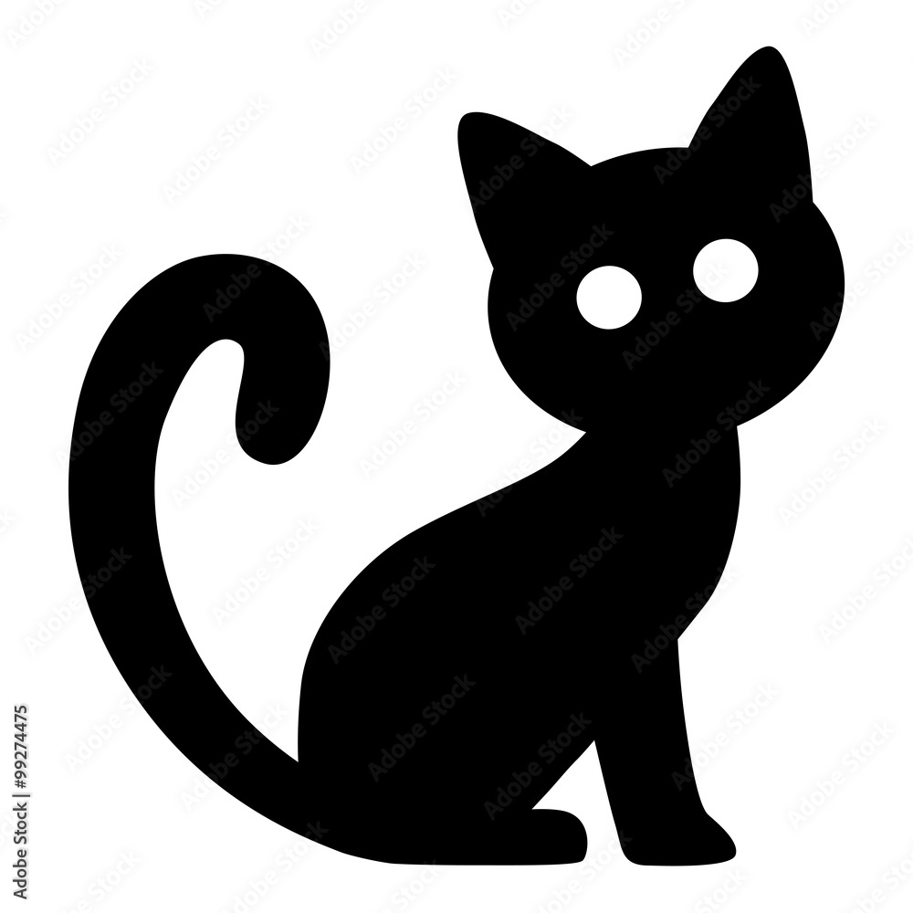 Icon: Sitzende schwarze Katze mit glühenden Augen – Vektor / freigestellt Icon: Sitzende schwarze Katze mit glühenden Augen – Vektor / freigestellt