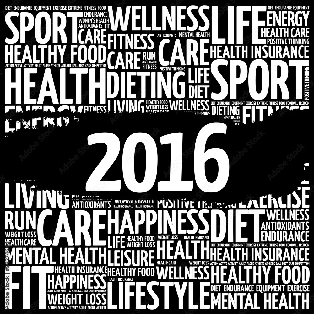 Obraz premium 2016 health word cloud, concept background